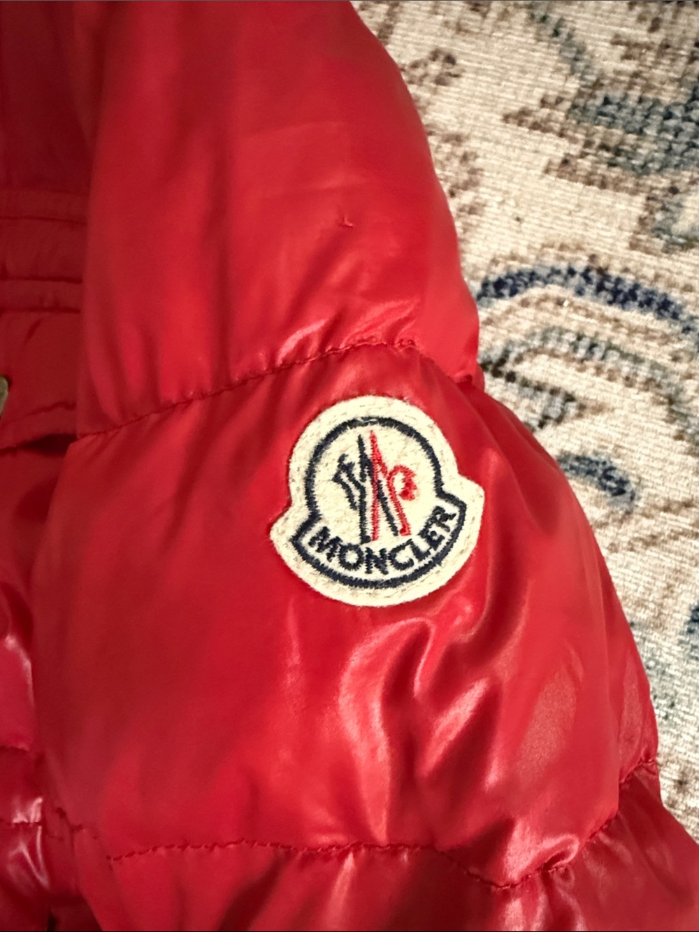 Moncler Boys 10 Shiny Red Puffer Jacket - Picture 2 of 12